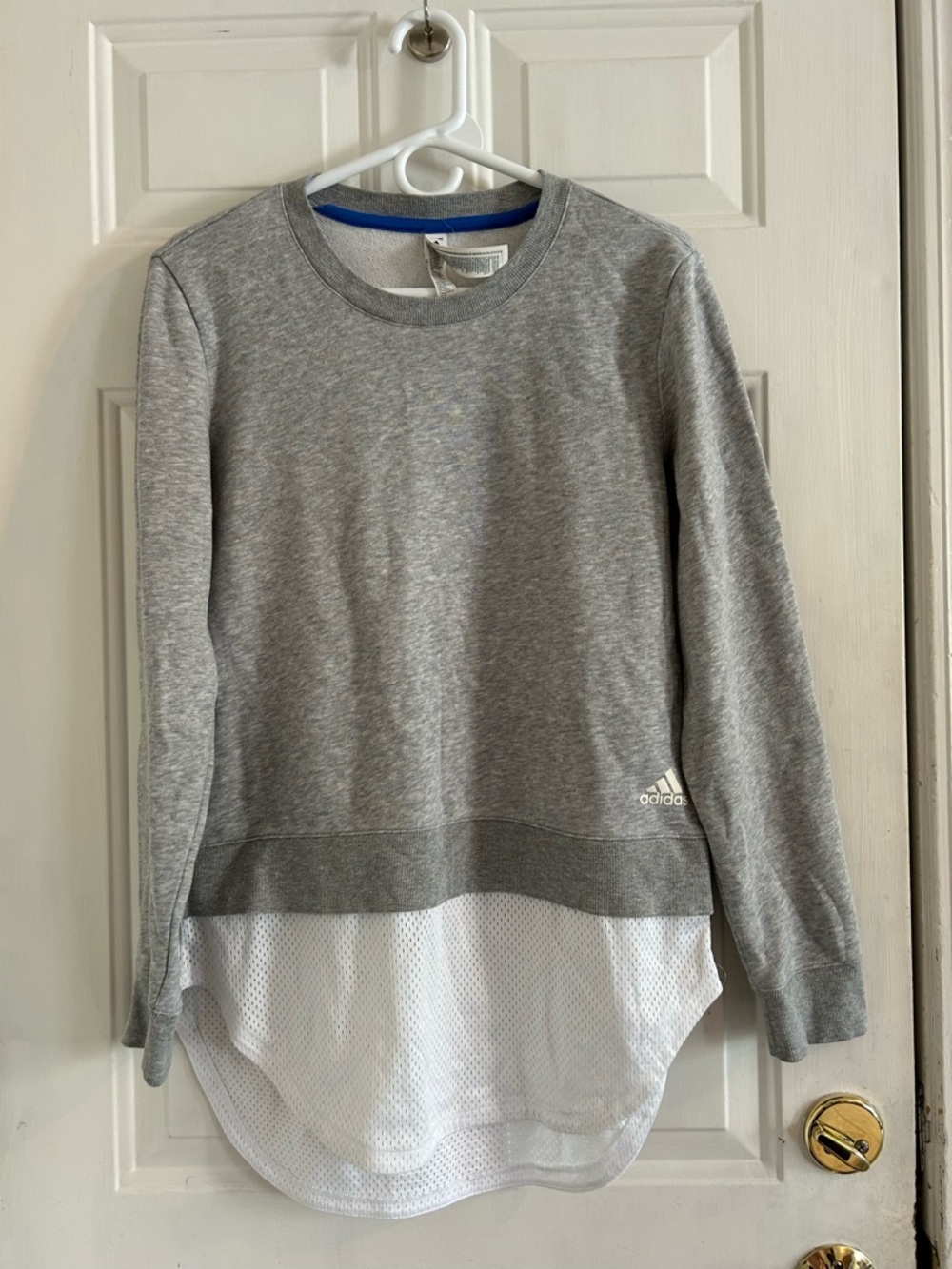 adidas Gray Sweatshirt with White Mesh Hem
